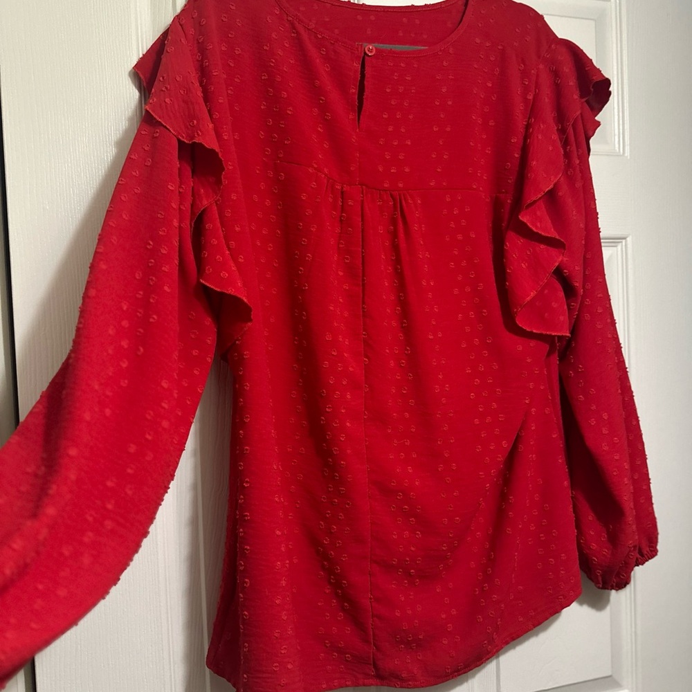 Red Ruffled Women's Top - Picture 6 of 7
